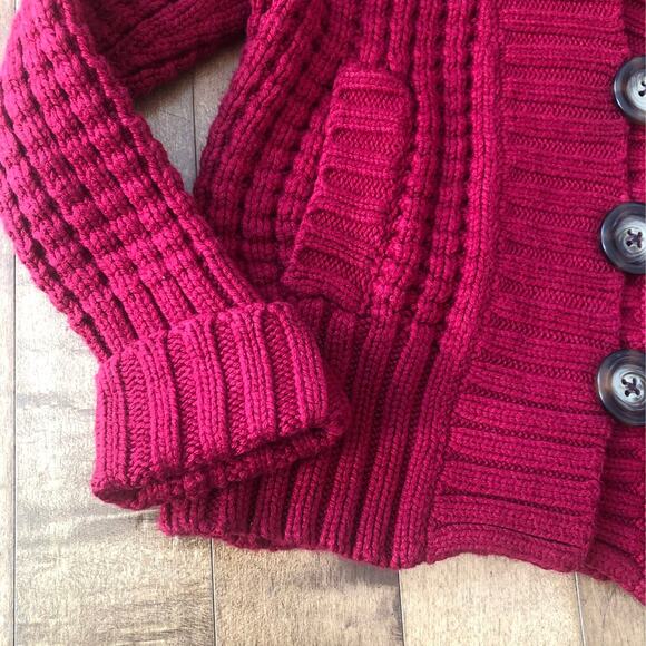 Gap Kids Red Knit Sweater Cardigan Hooded size small 6-7 years - Picture 4 of 11